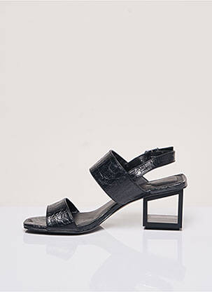 Sandales/nu pieds tissage satiné talon de 7 à 9cm noir WHAT FOR femme