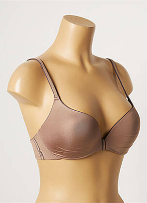 Soutien-gorge effet matière satinée haut soutien-gorge push-up marron CHANTELLE femme