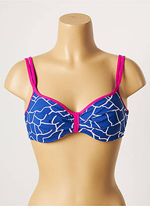 Haut de maillot de bain stretch haut soutien-gorge moulé bleu BELCOR femme