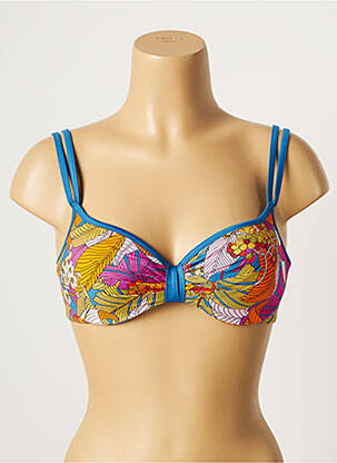 Haut de maillot de bain stretch haut soutien-gorge moulé bleu BELCOR femme