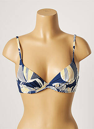 Haut de maillot de bain stretch haut soutien-gorge moulé bleu LOU femme