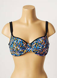 Haut de maillot de bain stretch haut soutien-gorge moulé bleu BELCOR femme