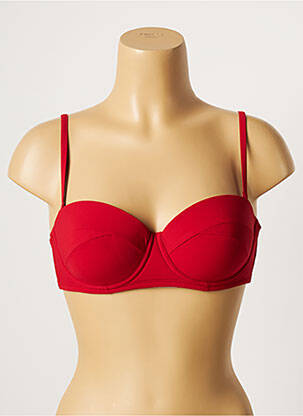 Haut de maillot de bain stretch haut soutien-gorge moulé rouge LOU femme