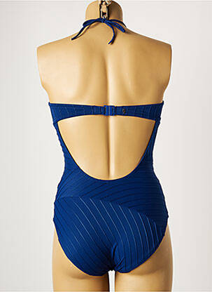 Maillot de bain 1 pièce effet matière satinée haut soutien-gorge moulé bleu LOU femme