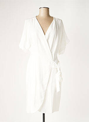 Robe mi-longue manches courtes manches courtes blanc B.YU femme
