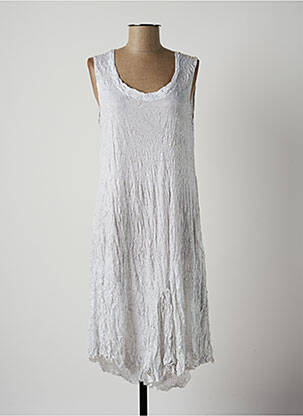 Robe mi-longue coupe fluide sans manche blanc LAUREN VIDAL femme