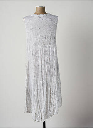 Robe mi-longue coupe fluide sans manche blanc LAUREN VIDAL femme