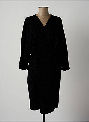 Robe mi-longue manches 3/4 manches 3/4 noir LAUREN VIDAL femme