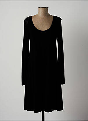 Robe mi-longue manches longues manches longues noir LAUREN VIDAL femme