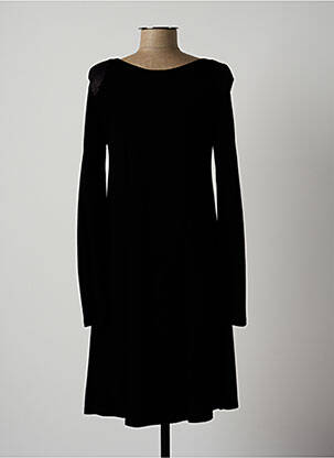 Robe mi-longue manches longues manches longues noir LAUREN VIDAL femme