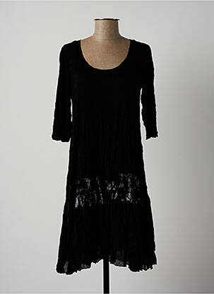 Robe mi-longue manches 3/4 manches 3/4 noir LAUREN VIDAL femme