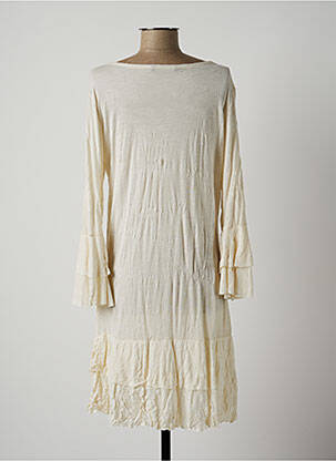 Robe mi-longue manches longues manches longues beige LAUREN VIDAL femme