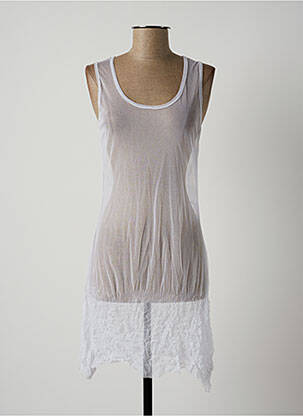 Robe mi-longue coupe fluide sans manche blanc LAUREN VIDAL femme