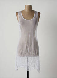 Robe mi-longue coupe fluide sans manche blanc LAUREN VIDAL femme
