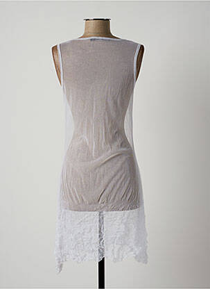 Robe mi-longue coupe fluide sans manche blanc LAUREN VIDAL femme
