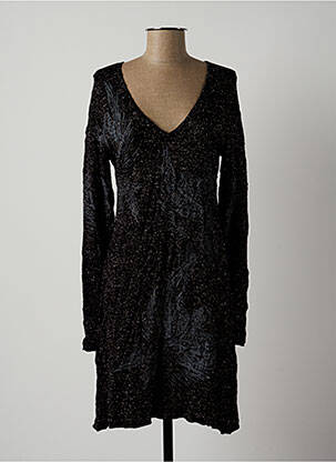 Robe mi-longue manches longues manches longues noir LAUREN VIDAL femme