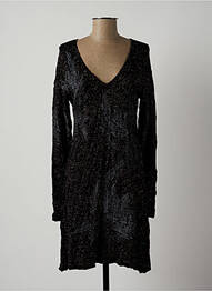 Robe mi-longue manches longues manches longues noir LAUREN VIDAL femme