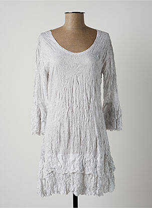 Robe courte manches 3/4 manches 3/4 blanc LAUREN VIDAL femme