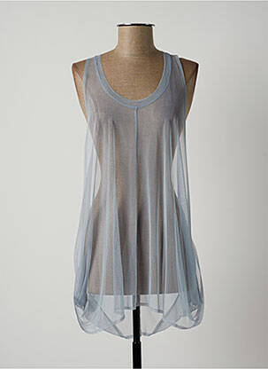 Tunique sans manche coupe fluide bleu LAUREN VIDAL femme