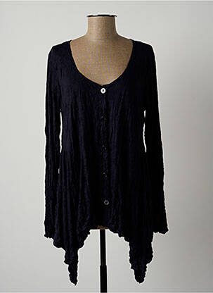 Gilet manches longues col rond bleu LAUREN VIDAL femme