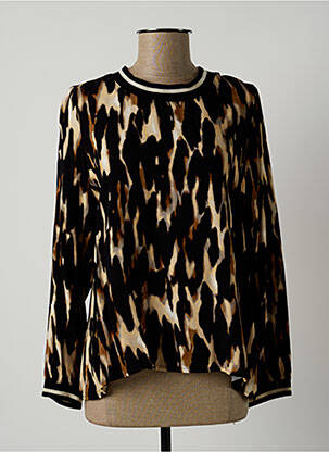 Blouse tissage popeline manches longues noir LAUREN VIDAL femme