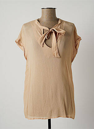 Blouse légère et transparente manches courtes orange LAUREN VIDAL femme