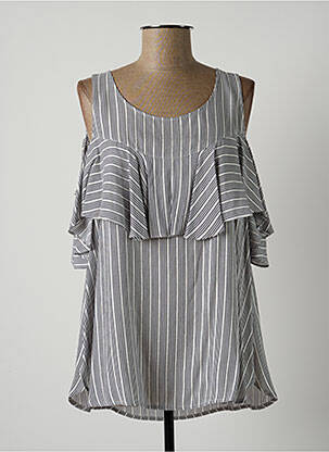 Blouse col rond manches courtes gris LAUREN VIDAL femme