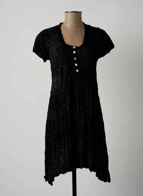 Robe courte manches courtes manches courtes noir LAUREN VIDAL femme