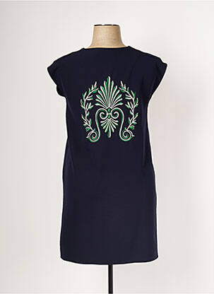 Robe courte manches courtes manches courtes bleu LAUREN VIDAL femme