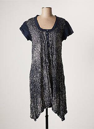 Robe mi-longue manches courtes manches courtes bleu LAUREN VIDAL femme