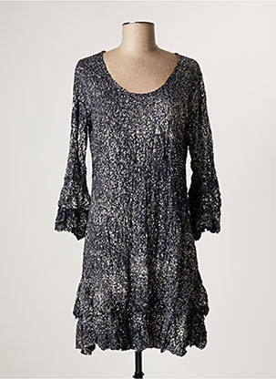 Robe mi-longue manches longues manches longues bleu LAUREN VIDAL femme