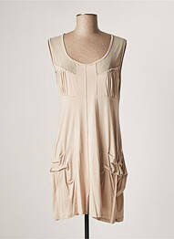 Robe mi-longue sans manche sans manche beige LAUREN VIDAL femme