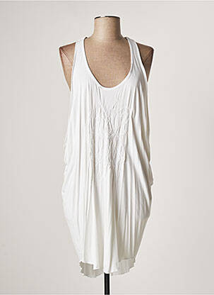 Robe mi-longue col rond fines bretelles blanc LAUREN VIDAL femme