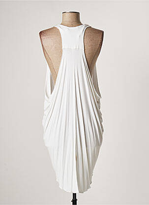 Robe mi-longue col rond fines bretelles blanc LAUREN VIDAL femme