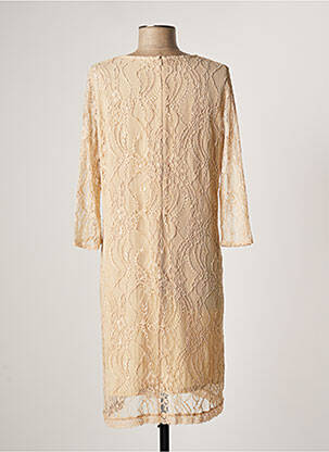 Robe mi-longue manches longues manches longues beige LAUREN VIDAL femme