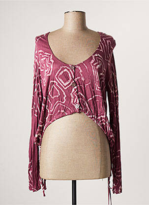 Top tissage jersey manches longues violet LAUREN VIDAL femme
