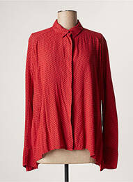 Chemisier imprimé fantaisie manches longues rouge LAUREN VIDAL femme