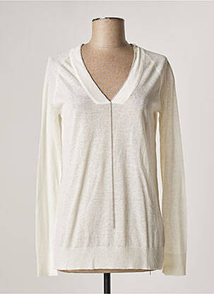 Pull coupe droite manches longues beige LAUREN VIDAL femme