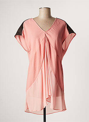 Tunique manches courtes coupe cintrée rose LAUREN VIDAL femme