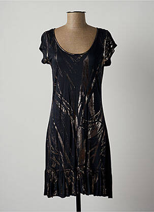 Robe mi-longue manches courtes manches courtes gris LAUREN VIDAL femme
