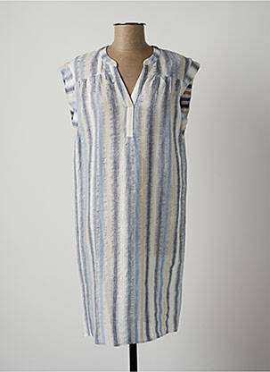 Robe mi-longue manches courtes manches courtes bleu LAUREN VIDAL femme