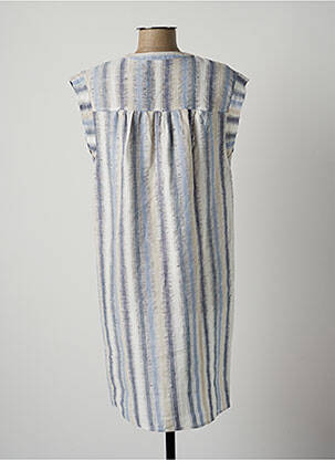 Robe mi-longue manches courtes manches courtes bleu LAUREN VIDAL femme