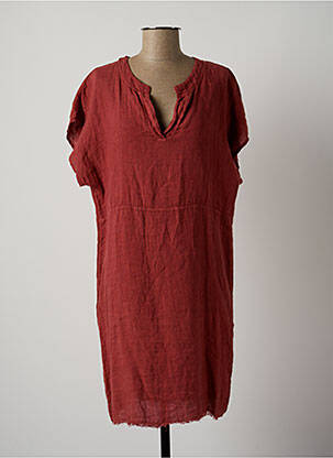 Robe mi-longue manches courtes manches courtes orange LAUREN VIDAL femme