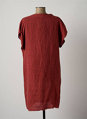 Robe mi-longue manches courtes manches courtes orange LAUREN VIDAL femme