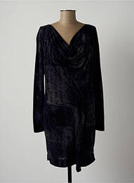 Robe mi-longue imprimé fantaisie manches longues bleu LAUREN VIDAL femme