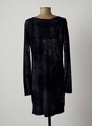 Robe mi-longue imprimé fantaisie manches longues bleu LAUREN VIDAL femme