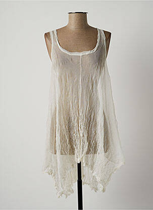 Tunique sans manche légère et transparente beige LAUREN VIDAL femme