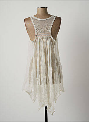 Tunique sans manche légère et transparente beige LAUREN VIDAL femme