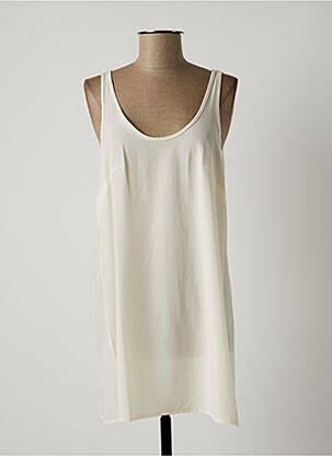 Robe courte coupe fluide sans manche beige LAUREN VIDAL femme