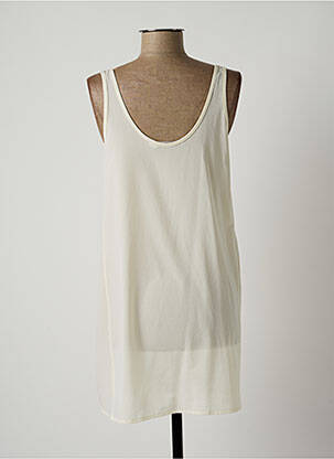Robe courte coupe fluide sans manche beige LAUREN VIDAL femme